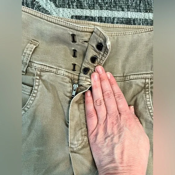 BRUNELLO CUCINELLI Sz 2 The Wrap Straight Jeans Raw Hem Khaki Denim Orig $1495